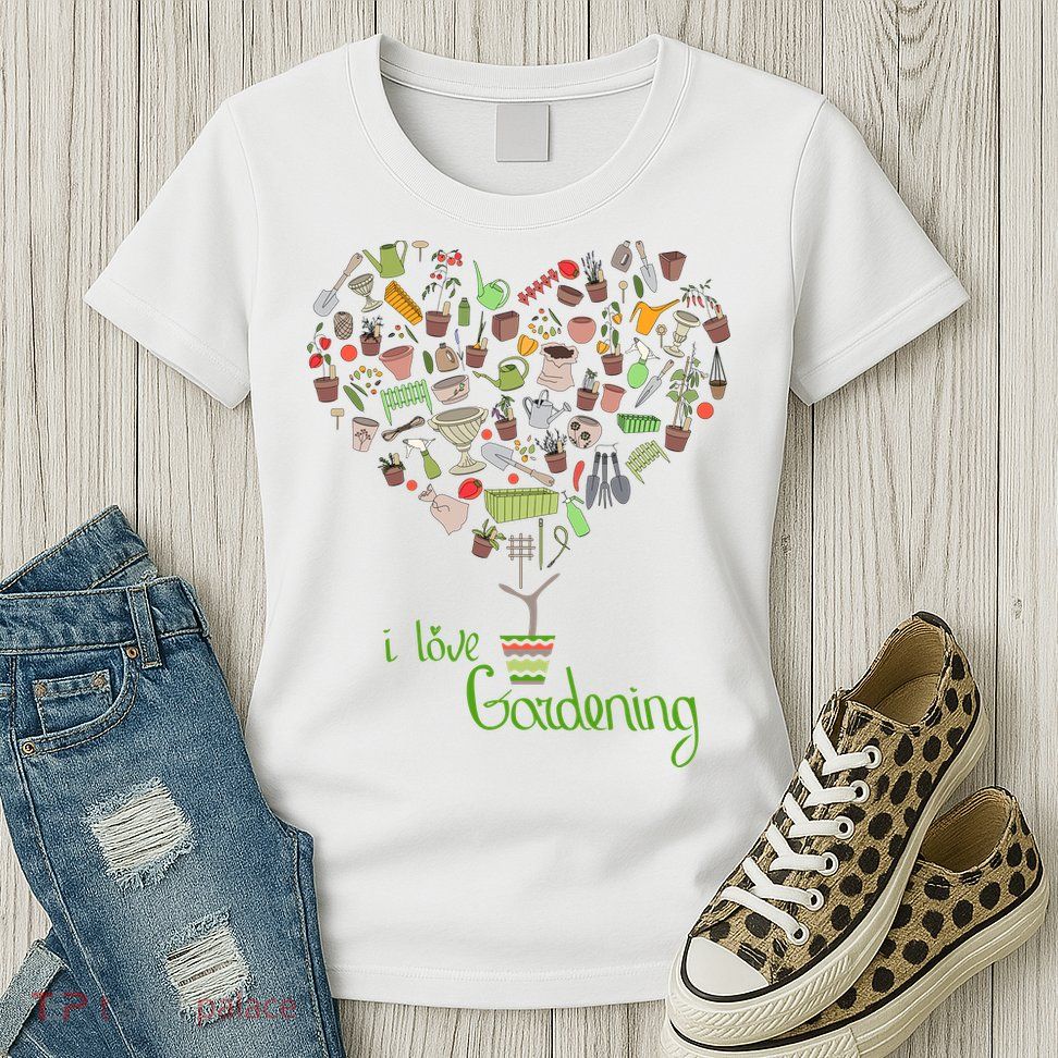 I Love Gardening Potted Bush Of Gardening Womens T-Shirt