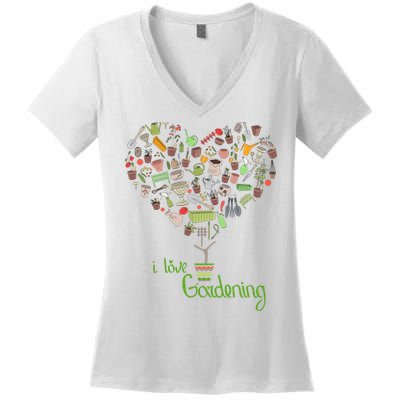 I Love Gardening Potted Bush Of Gardening Women's V-Neck T-Shirt