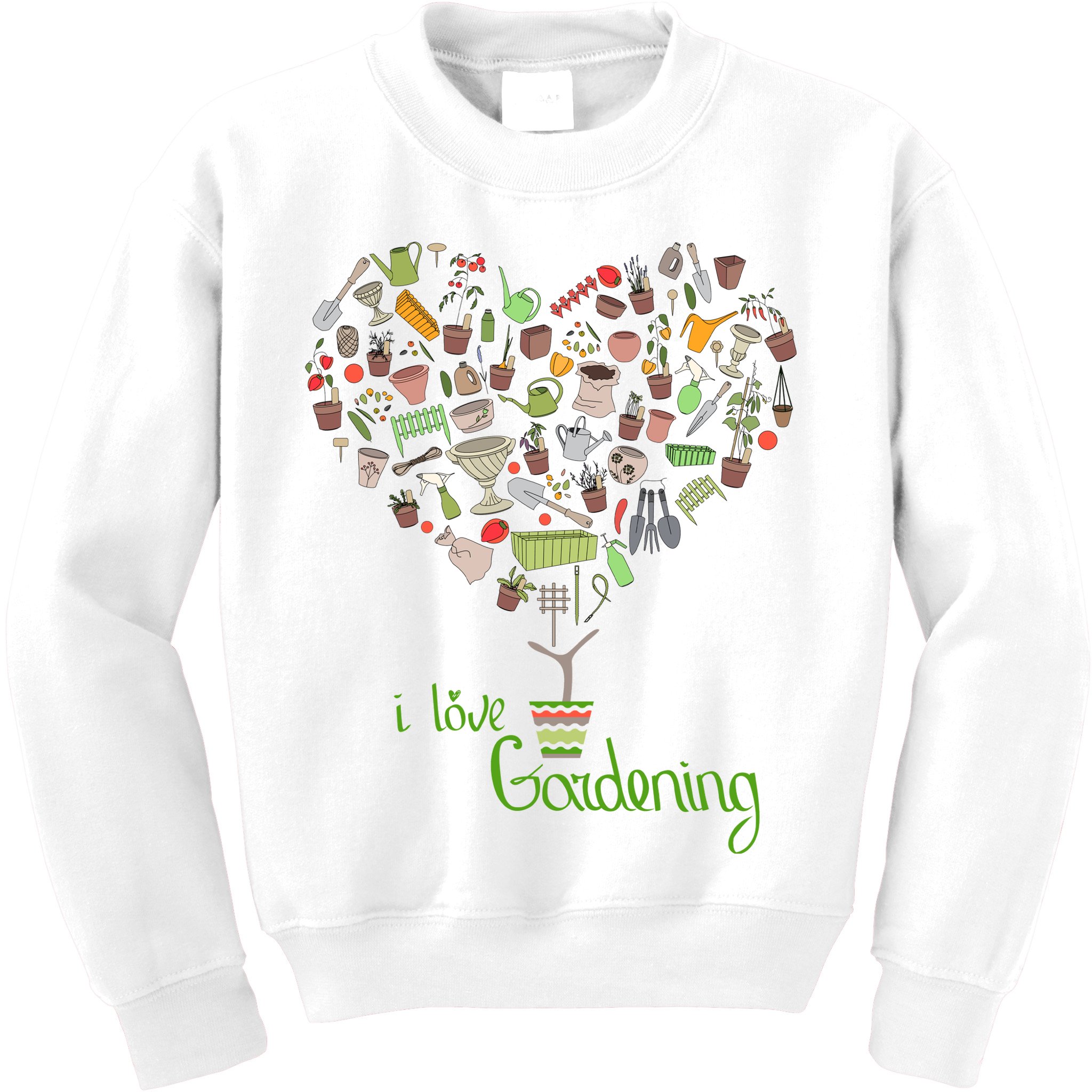 I Love Gardening Potted Bush Of Gardening Kids Sweatshirt