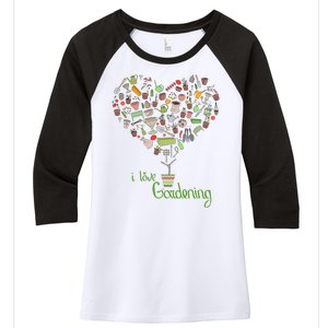 I Love Gardening Potted Bush Of Gardening Women's Tri-Blend 3/4-Sleeve Raglan Shirt