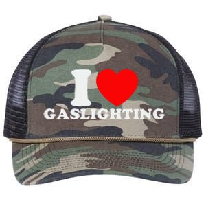 I Love Gaslighting Funny I Heart Gaslighting Gaslight Lover Retro Rope Trucker Hat Cap