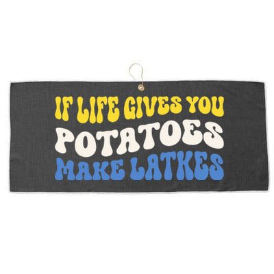 If Life Gives You Potatoes Make Latkes Funny Jewish Hanukkah Large Microfiber Waffle Golf Towel