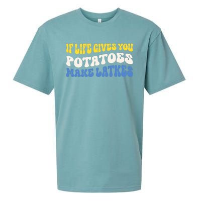 If Life Gives You Potatoes Make Latkes Funny Jewish Hanukkah Sueded Cloud Jersey T-Shirt