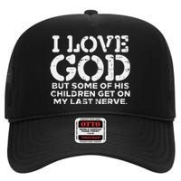 I Love God But Funny Jesus Christ Religious Christian Gift High Crown Mesh Back Trucker Hat