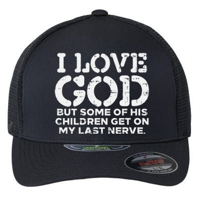 I Love God But Funny Jesus Christ Religious Christian Gift Flexfit Unipanel Trucker Cap