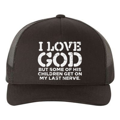 I Love God But Funny Jesus Christ Religious Christian Gift Yupoong Adult 5-Panel Trucker Hat