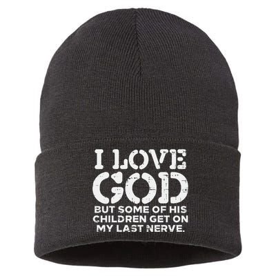 I Love God But Funny Jesus Christ Religious Christian Gift Sustainable Knit Beanie