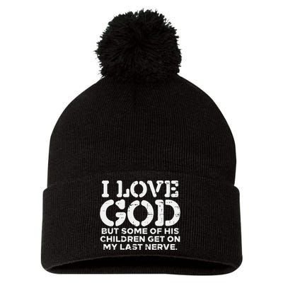 I Love God But Funny Jesus Christ Religious Christian Gift Pom Pom 12in Knit Beanie