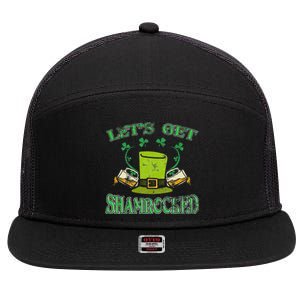 Irishs Let's Get Shamrocked Saint Patrick's Day 7 Panel Mesh Trucker Snapback Hat