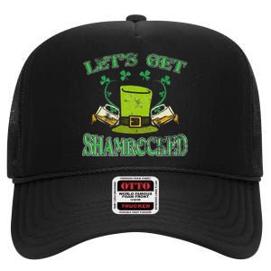 Irishs Let's Get Shamrocked Saint Patrick's Day High Crown Mesh Back Trucker Hat