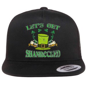 Irishs Let's Get Shamrocked Saint Patrick's Day Flat Bill Trucker Hat