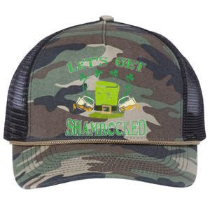 Irishs Let's Get Shamrocked Saint Patrick's Day Retro Rope Trucker Hat Cap