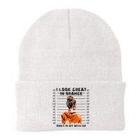 I Look Great In Orange DonT Play With Me Sarcastic Funny Knit Cap Winter Beanie