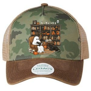 In Library Ghost Reading Books Halloween Librarian Ghost Legacy Tie Dye Trucker Hat