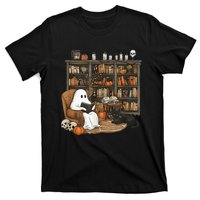 In Library Ghost Reading Books Halloween Librarian Ghost T-Shirt