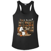 In Library Ghost Reading Books Halloween Librarian Ghost Ladies PosiCharge Competitor Racerback Tank