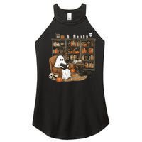 In Library Ghost Reading Books Halloween Librarian Ghost Women's Perfect Tri Rocker Tank