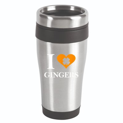 I Love Gingers Heart Shamrock Redhead Lover Funny Gift 16oz Travel Tumbler