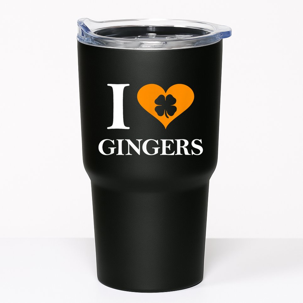 I Love Gingers Heart Shamrock Redhead Lover Funny Gift Tumbler