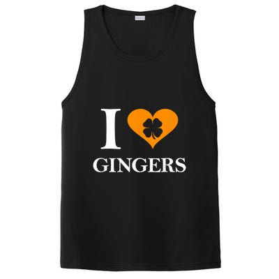 I Love Gingers Heart Shamrock Redhead Lover Funny Gift PosiCharge Competitor Tank