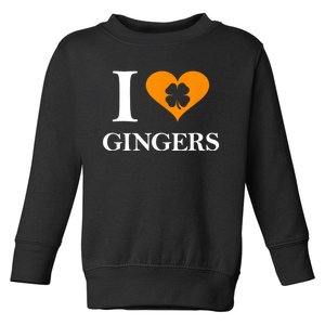 I Love Gingers Heart Shamrock Redhead Lover Funny Gift Toddler Sweatshirt