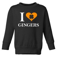 I Love Gingers Heart Shamrock Redhead Lover Funny Gift Toddler Sweatshirt