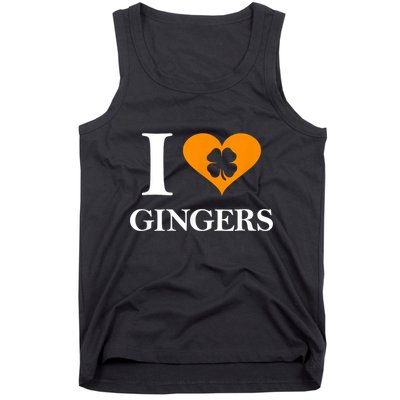 I Love Gingers Heart Shamrock Redhead Lover Funny Gift Tank Top