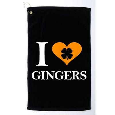 I Love Gingers Heart Shamrock Redhead Lover Funny Gift Golf Towel