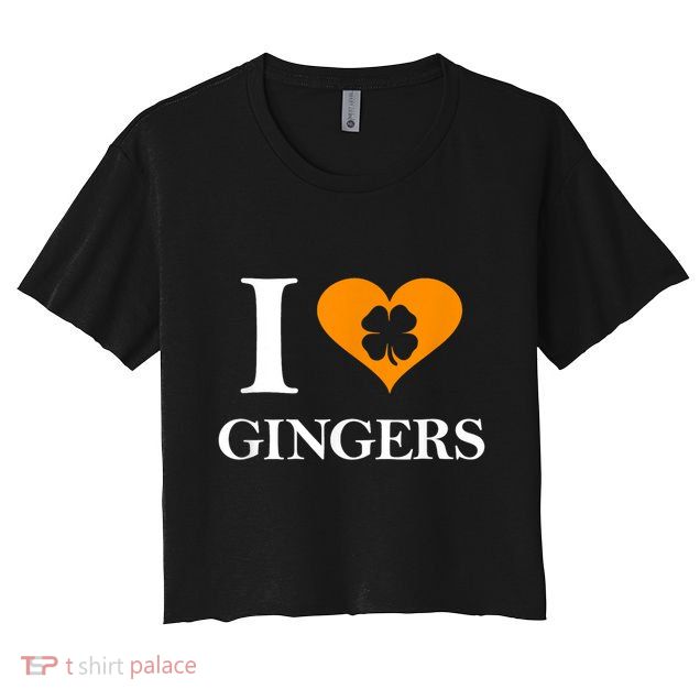 I Love Gingers Heart Shamrock Redhead Lover Funny Gift Crop Top