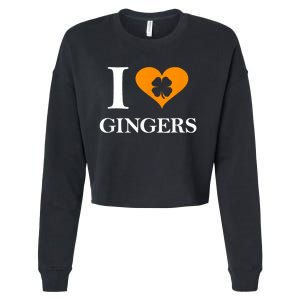 I Love Gingers Heart Shamrock Redhead Lover Funny Gift Cropped Pullover Crew