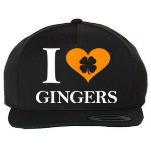 I Love Gingers Heart Shamrock Redhead Lover Funny Gift Wool Snapback Cap