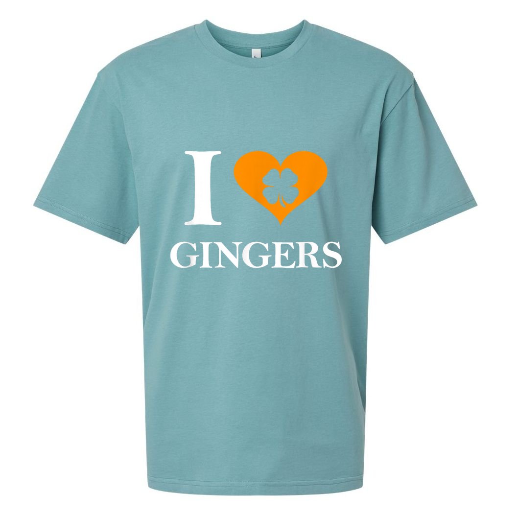 I Love Gingers Heart Shamrock Redhead Lover Funny Gift Sueded Cloud Jersey T-Shirt
