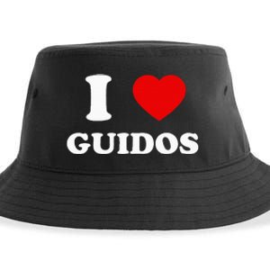 I Love Guidos Funny quote Italian American Sustainable Bucket Hat