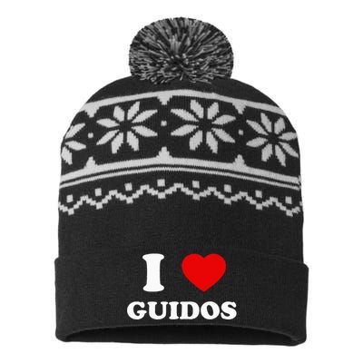 I Love Guidos Funny quote Italian American USA-Made Snowflake Beanie