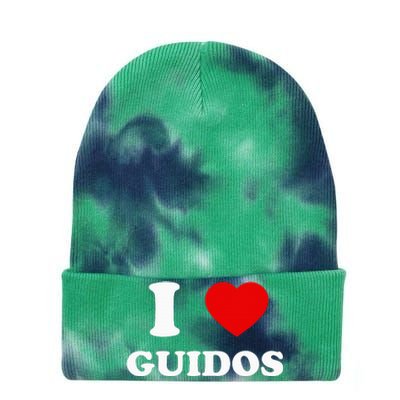 I Love Guidos Funny quote Italian American Tie Dye 12in Knit Beanie