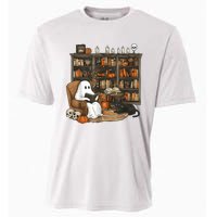 In Library Ghost Reading Books Halloween Librarian Ghost Cooling Performance Crew T-Shirt