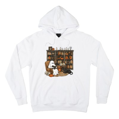 In Library Ghost Reading Books Halloween Librarian Ghost Hoodie