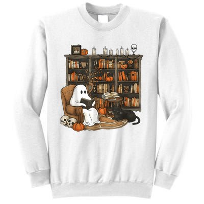 In Library Ghost Reading Books Halloween Librarian Ghost Sweatshirt