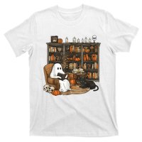 In Library Ghost Reading Books Halloween Librarian Ghost T-Shirt