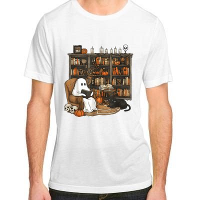 In Library Ghost Reading Books Halloween Librarian Ghost Adult ChromaSoft Performance T-Shirt