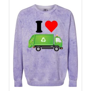 I Love Garbage Truck Lover Recycling Heart Valentines Day Funny Gift Colorblast Crewneck Sweatshirt