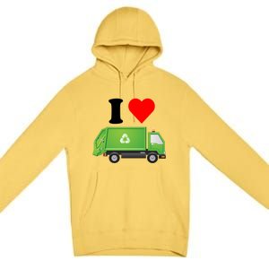 I Love Garbage Truck Lover Recycling Heart Valentines Day Funny Gift Premium Pullover Hoodie