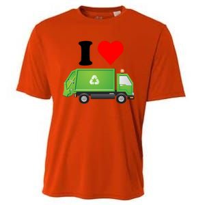 I Love Garbage Truck Lover Recycling Heart Valentines Day Funny Gift Cooling Performance Crew T-Shirt