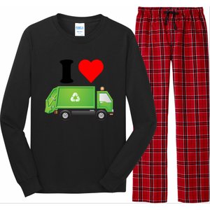 I Love Garbage Truck Lover Recycling Heart Valentines Day Funny Gift Long Sleeve Pajama Set