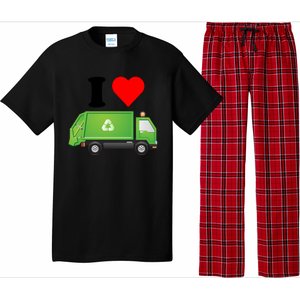 I Love Garbage Truck Lover Recycling Heart Valentines Day Funny Gift Pajama Set