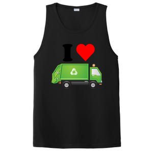 I Love Garbage Truck Lover Recycling Heart Valentines Day Funny Gift PosiCharge Competitor Tank