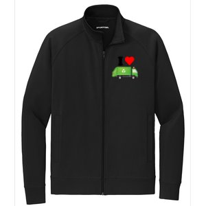 I Love Garbage Truck Lover Recycling Heart Valentines Day Funny Gift Stretch Full-Zip Cadet Jacket