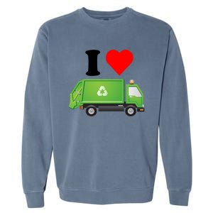 I Love Garbage Truck Lover Recycling Heart Valentines Day Funny Gift Garment-Dyed Sweatshirt