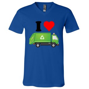 I Love Garbage Truck Lover Recycling Heart Valentines Day Funny Gift V-Neck T-Shirt