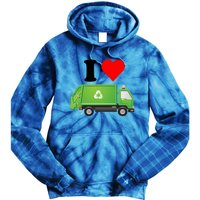 I Love Garbage Truck Lover Recycling Heart Valentines Day Funny Gift Tie Dye Hoodie